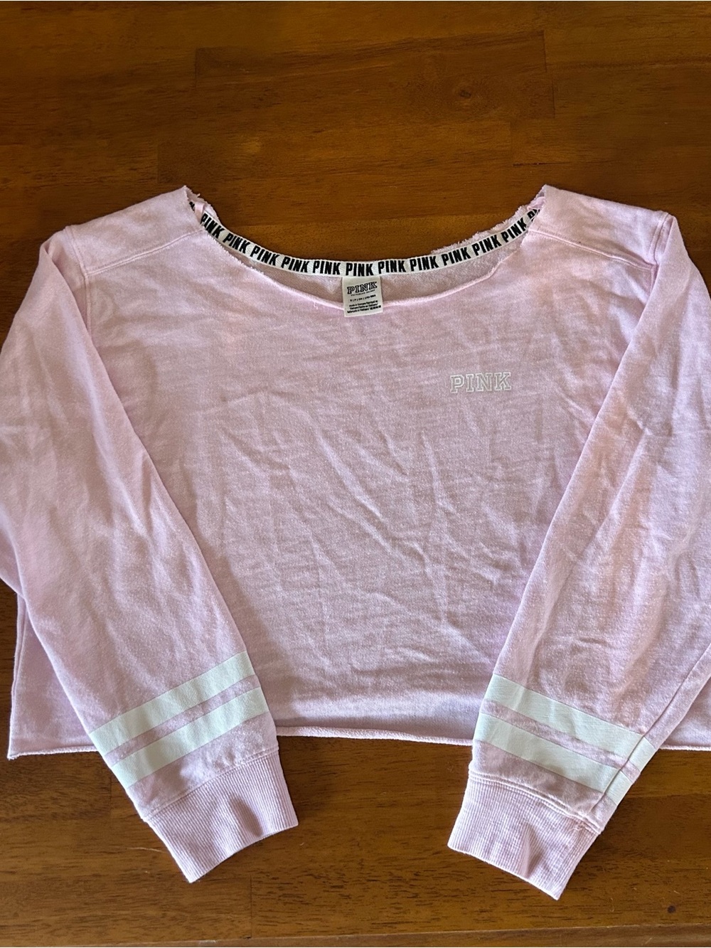 Victoria's Secret PINK Cropped Sweatshirt in Light Pink with White Trim